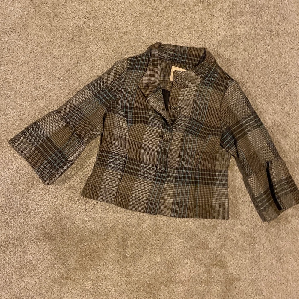 LAL - corduroy crop Jacket / Blazer - TAN - MEDIUM